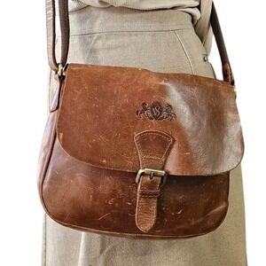 Sid & Vain Yale Natural Leather Cognac Brown Crossbody Bag